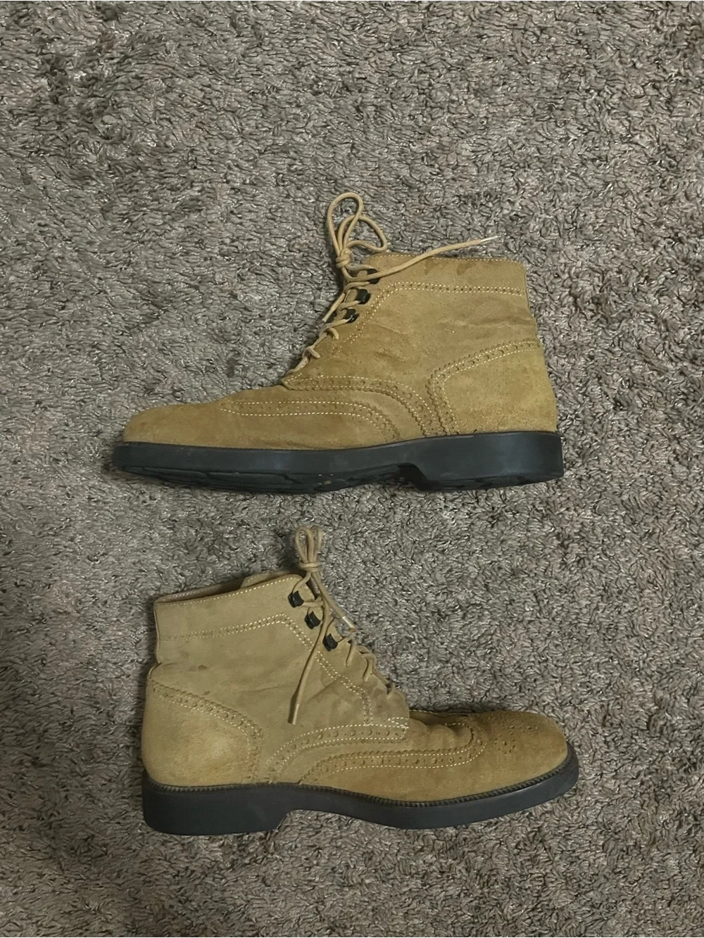 Michael Toschi boots wingtip suede brown tan boots made in Italy rare boots 8.5